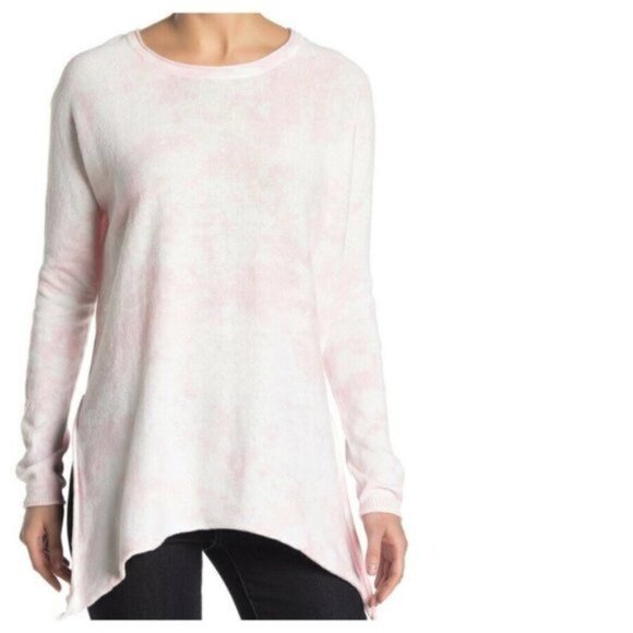 NEW Cloth by Design Nordstrom XS Pink Tie Dye Tunic Knit Sweater Top Asymmetric - Picture 1 of 12